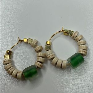 Artisan beaded hoop earrings. (b07)